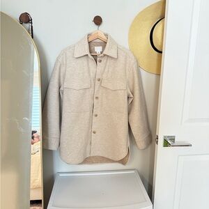 H&M | Oversized Shacket in Light Beige Melange